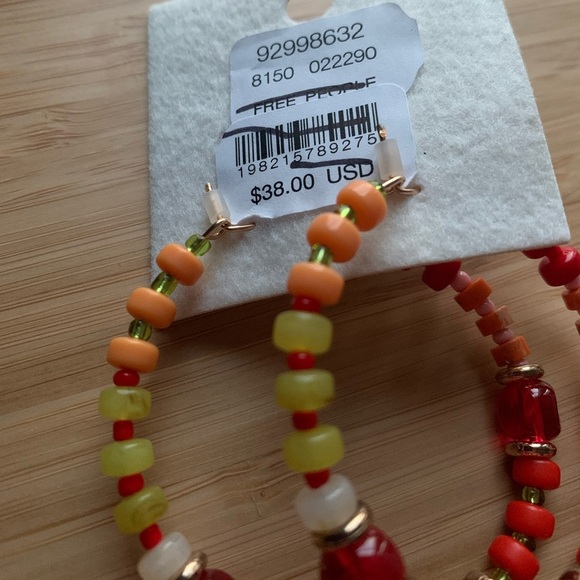 Free People Panama Acrylic Glass Stone Beaded Hoops - Desert/Red - NWT - Picture 5 of 6